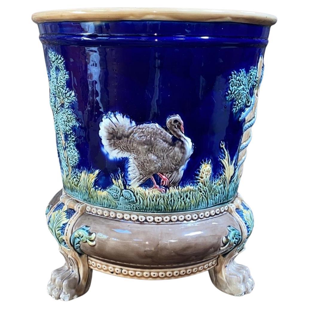 Rare English Majolica Turkey Jardiniere circa 1880