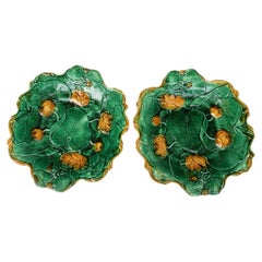 Rare English Majolica Water Lilies Platter Adams & Co Circa 1890