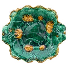 Rare English Majolica Water Lilies Platter Adams & Co Circa 1890