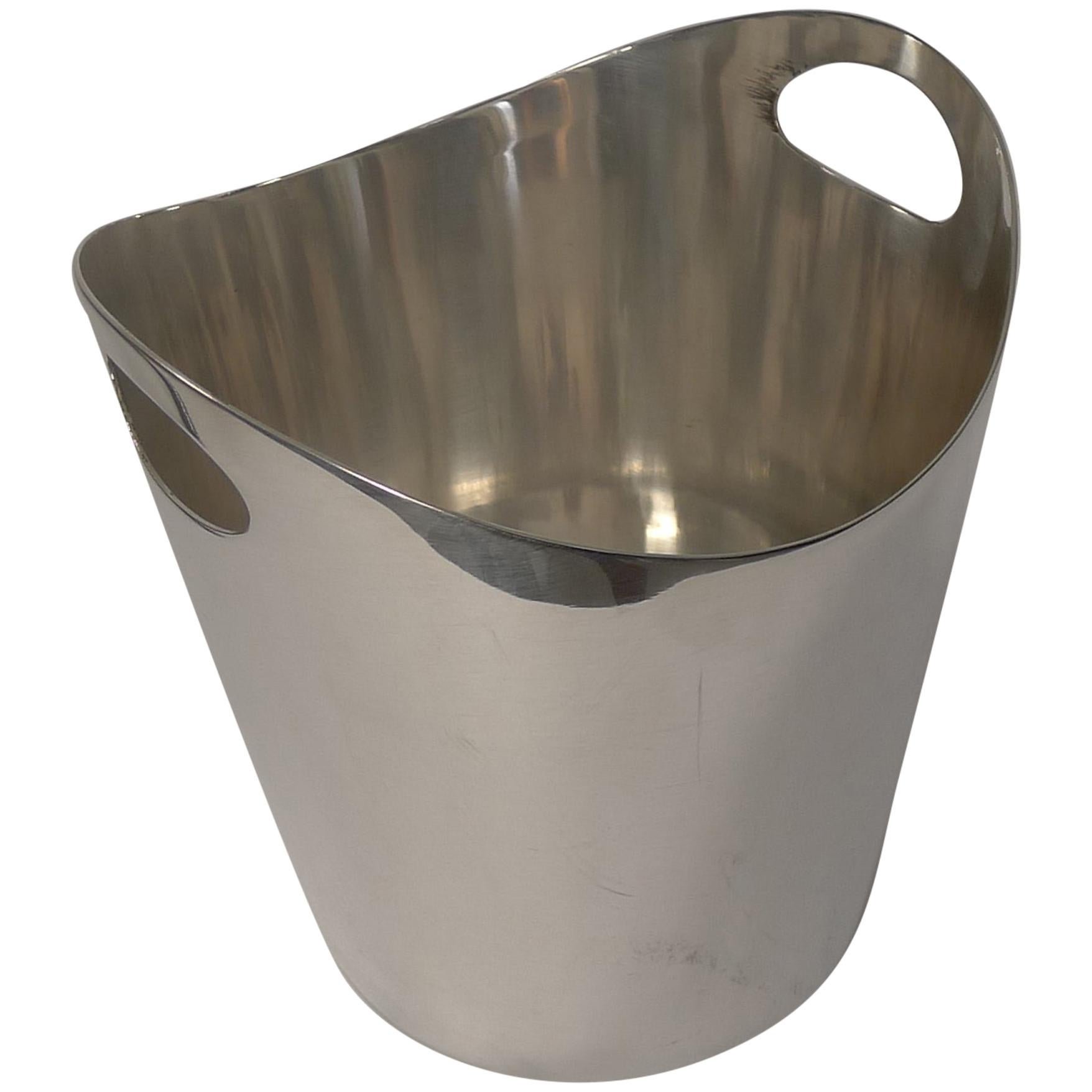 Rare English Modernist Silver Plated Ice Bucket by Walker & Hall, 1958 For Sale