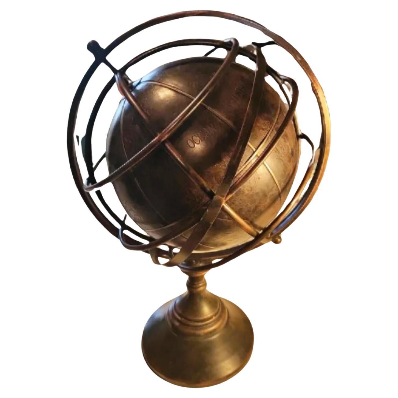 Rare English Nautical Globe with Armillary Sphere (1930) 20th Century For Sale