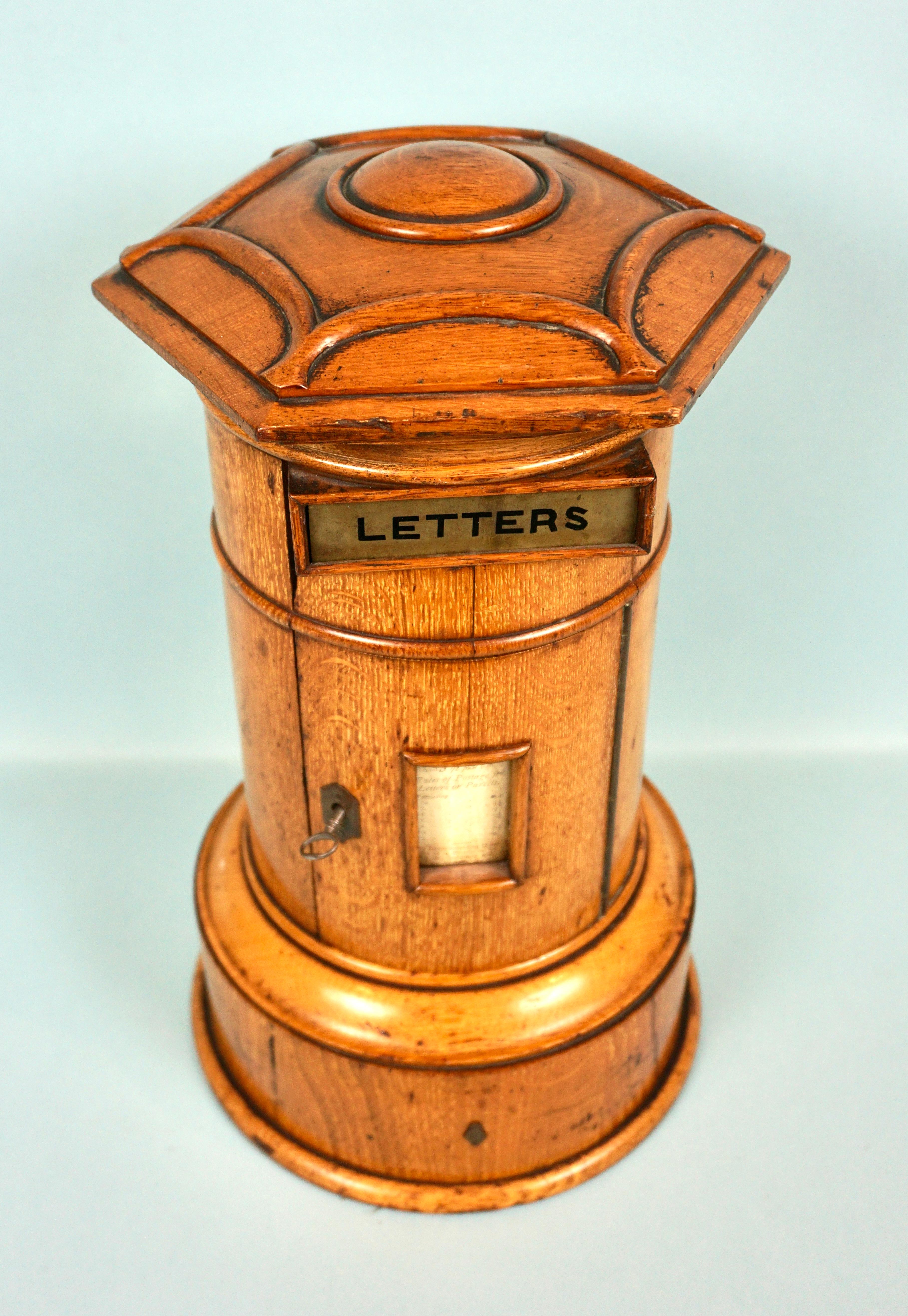Rare English Victorian Period Oak Country House Pillar Form Mailbox  4