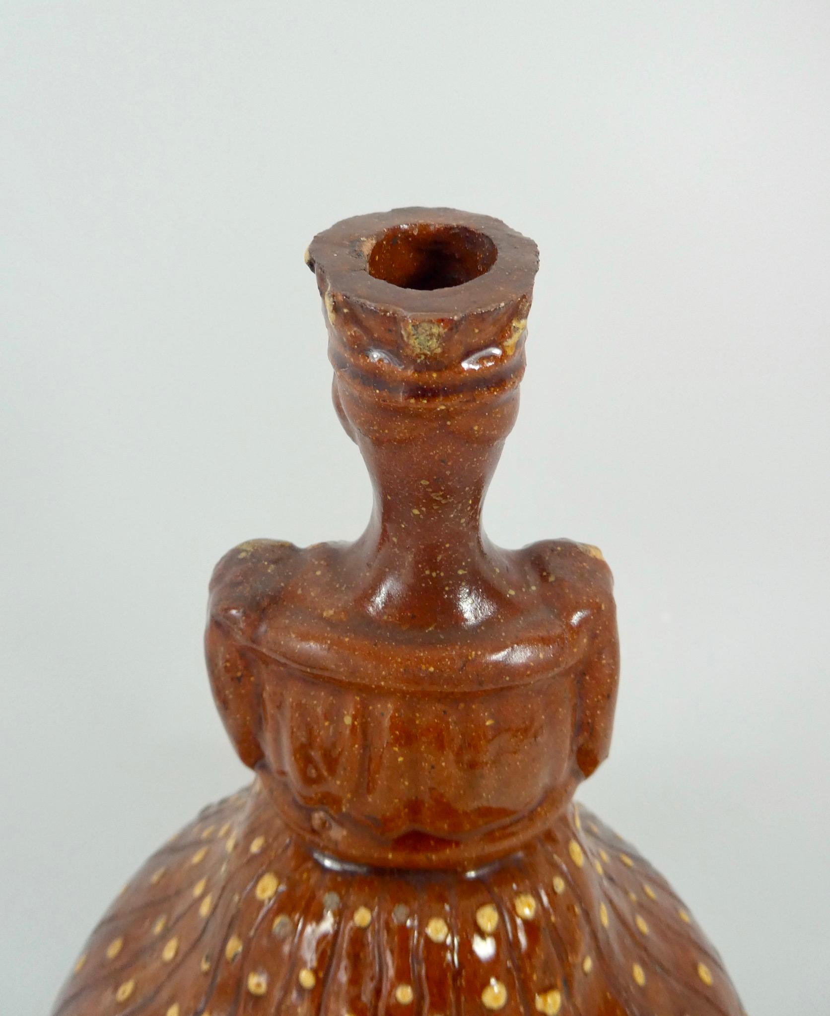 Rare English Pottery Slipware Flask of Queen Victoria, circa 1837 In Good Condition In Gargrave, North Yorkshire