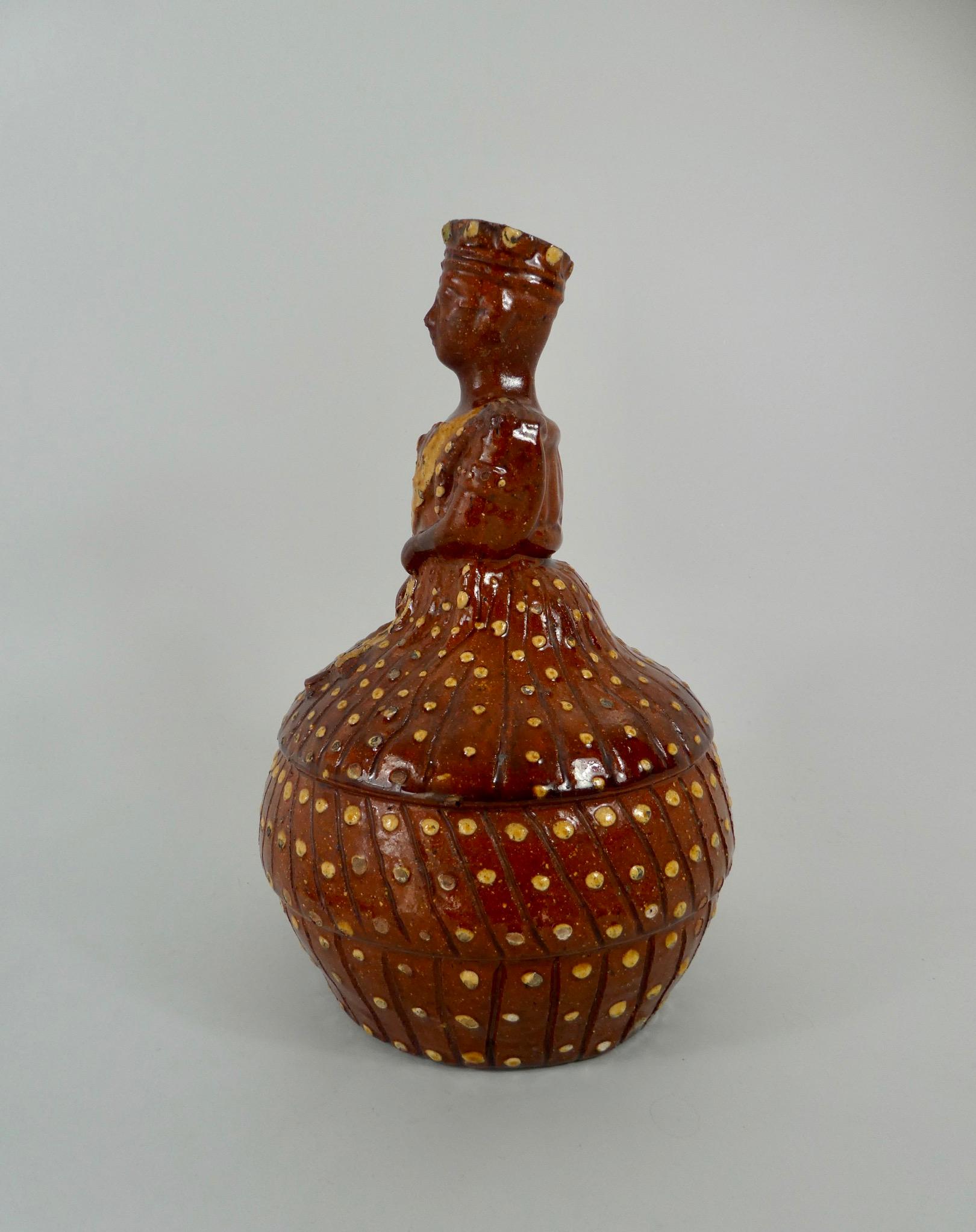 Mid-19th Century Rare English Pottery Slipware Flask of Queen Victoria, circa 1837