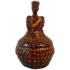Rare English Pottery Slipware Flask of Queen Victoria, circa 1837