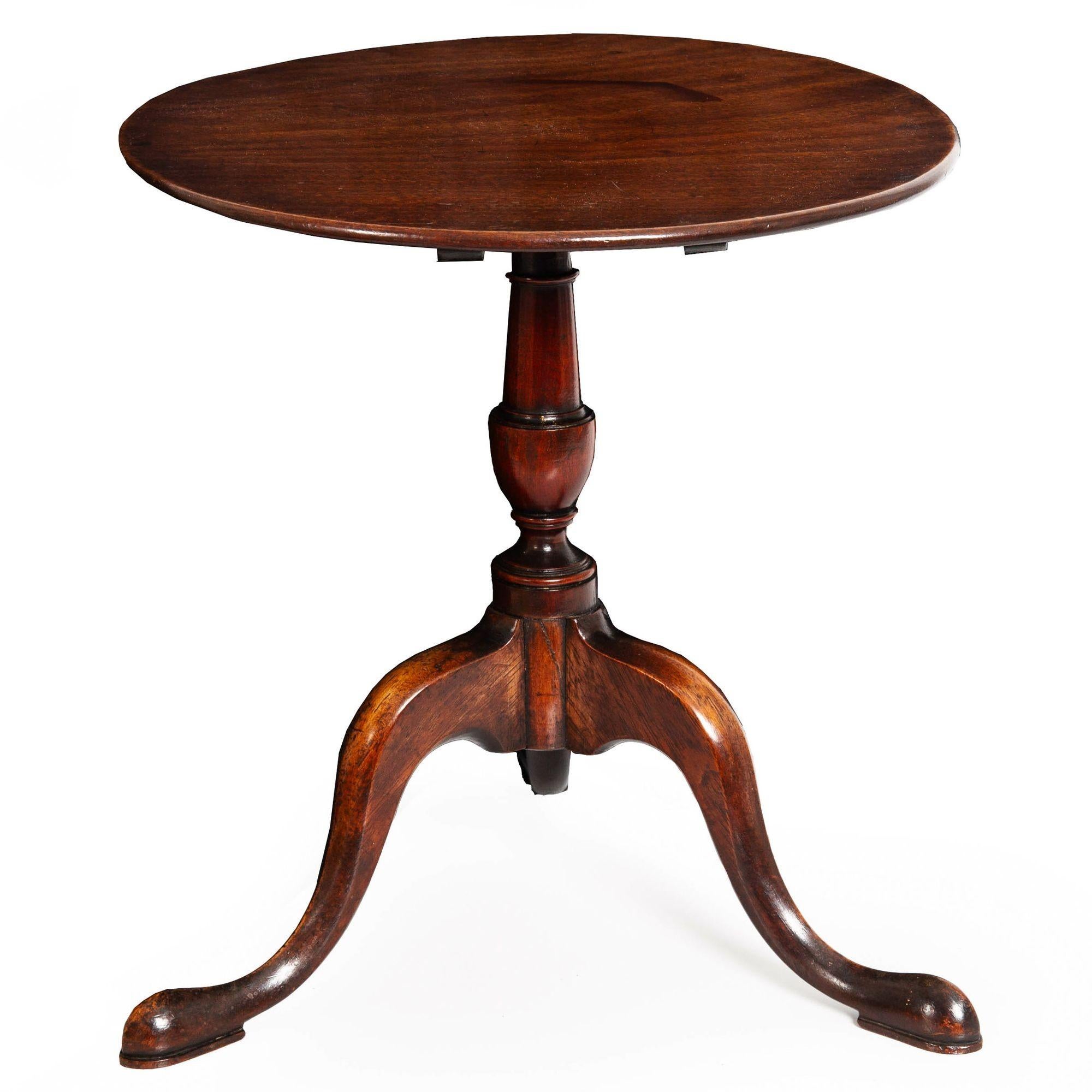A RARE AND FINE QUEEN ANNE MAHOGANY MINIATURE SALESMAN'S SAMPLE TILT-TOP CANDLESTAND
England, circa last quarter of the 18th century
Item # 403RPJ02P

An exceedingly fine and rare salesman's sample of a perfectly scaled-down tilting top candlestand,