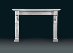 Early 19th Century English Regency Egyptian Style Fireplace in Statuary Marble