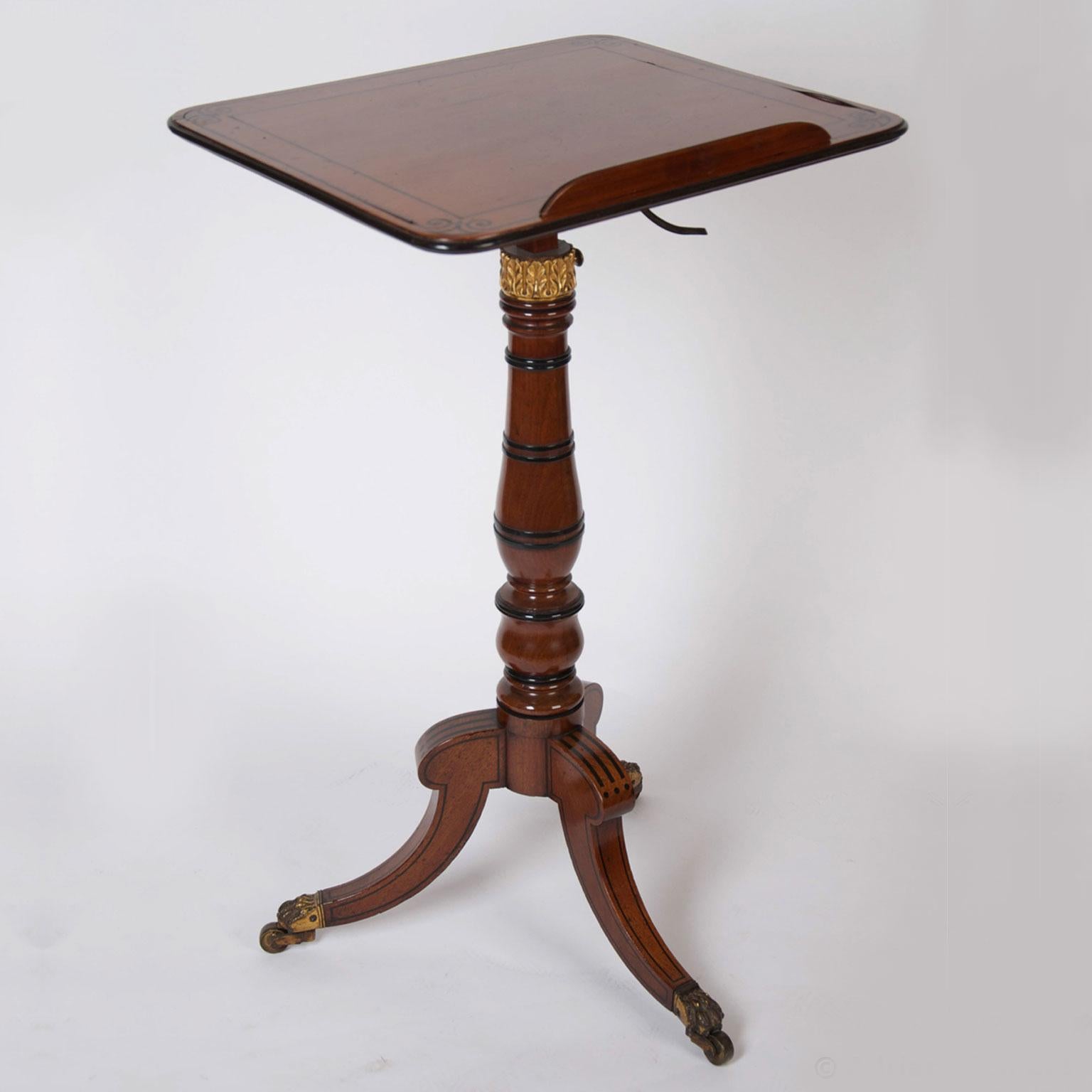 A rare English Regency period mahogany adjustable reading table. 

English, circa 1820.