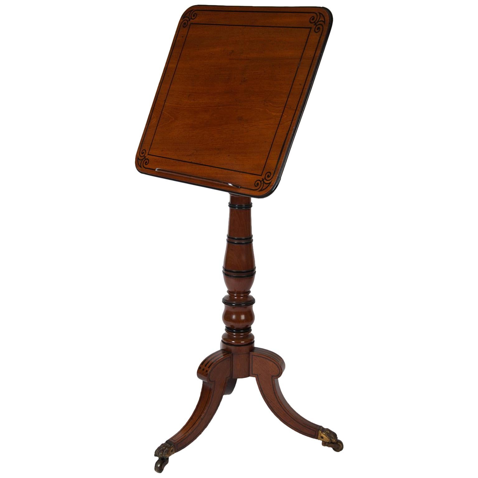 Rare English Regency Period Mahogany Adjustable Reading Table, circa 1820 For Sale