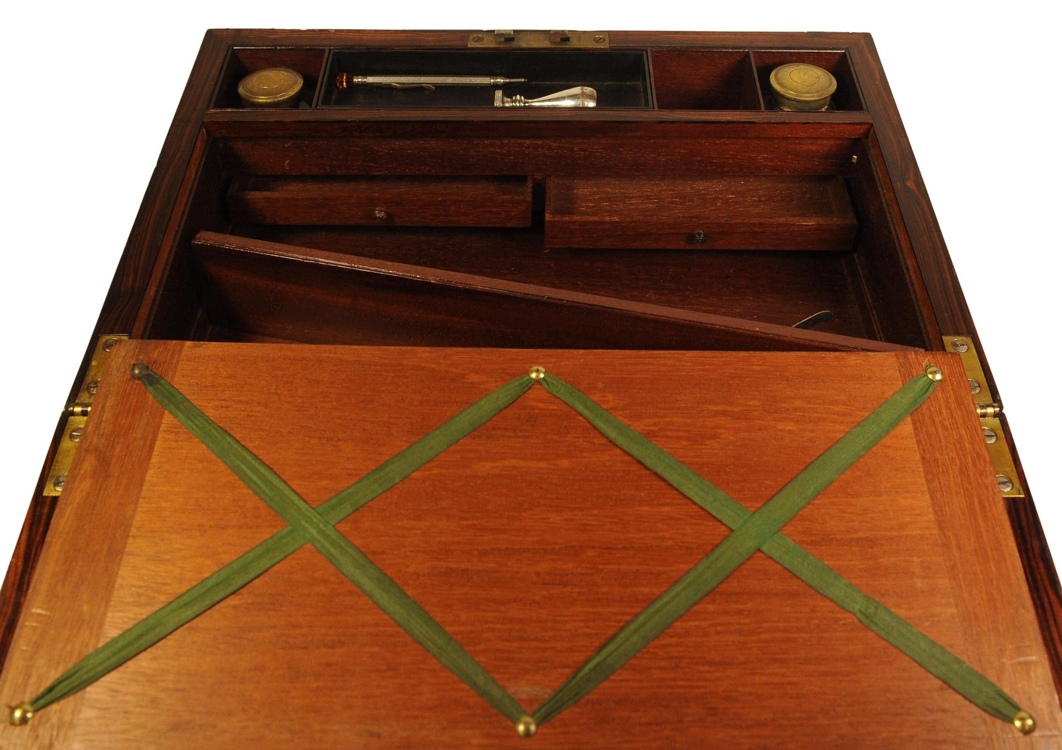 Rare English Regency Writing Desk With Decorative Brass Trim by Wells & Lambe For Sale 9