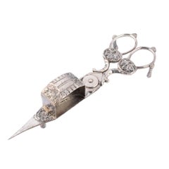 Rare English Sheffield wick trimmer with wick collection box, c. 1790