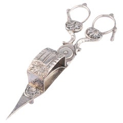 Used Rare English Sheffield wick trimmer with wick collection box, c. 1790