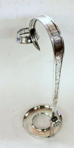 Rare English Silver Plate Hand Engraved Wine Bottle Holder, Wilkinson & Co.