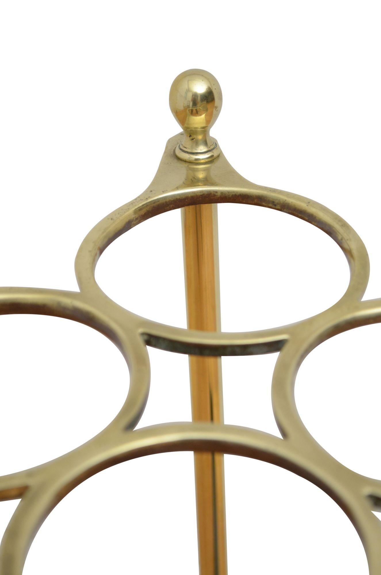 Rare English Victorian Brass Umbrella Stand In Good Condition For Sale In Whaley Bridge, GB