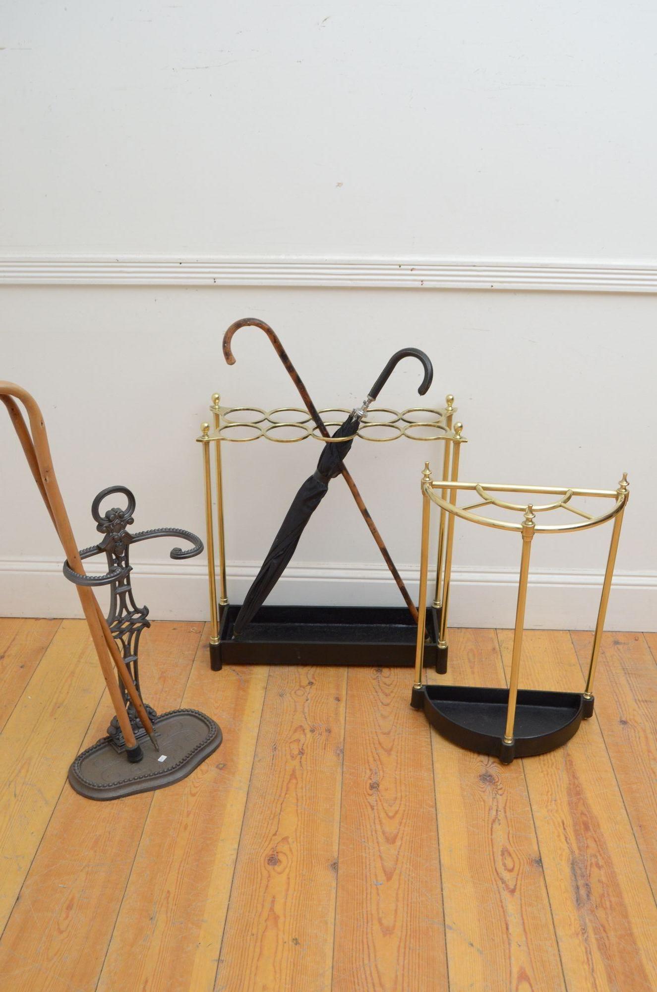 Rare English Victorian Brass Umbrella Stand For Sale 3