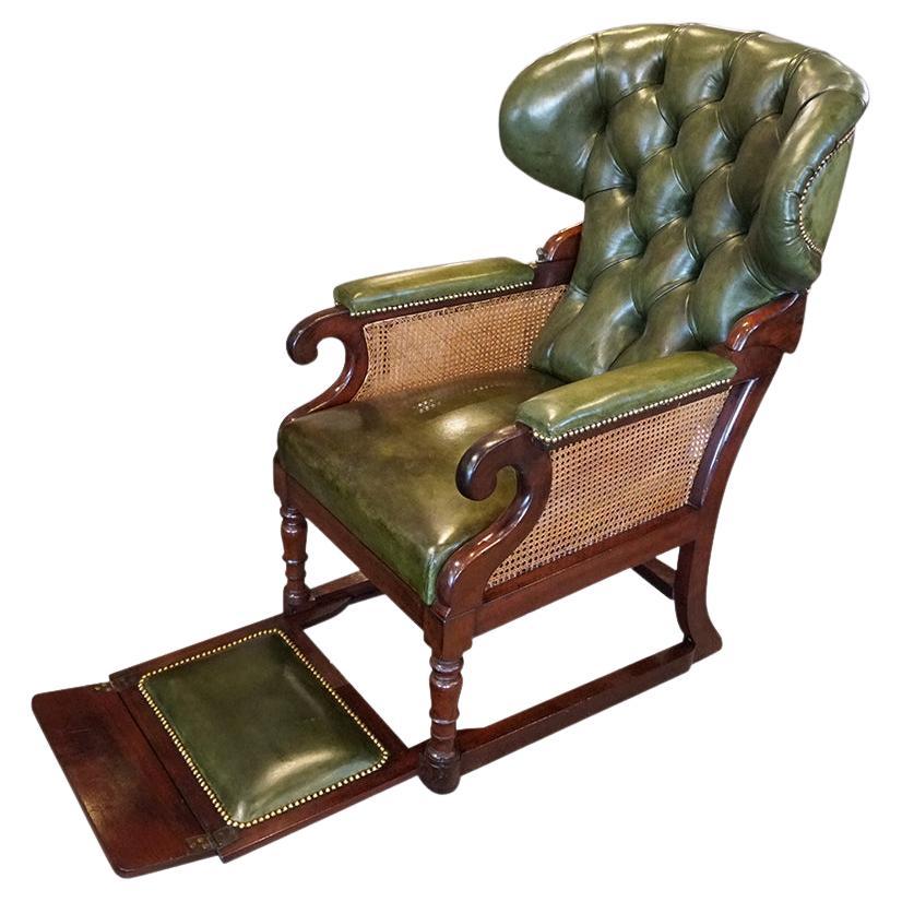 Rare English Victorian Mahogany Reclining Library Chair, circa 1840 For Sale