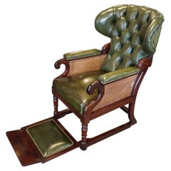 Rare English Victorian Mahogany Reclining Library Chair, circa 1840