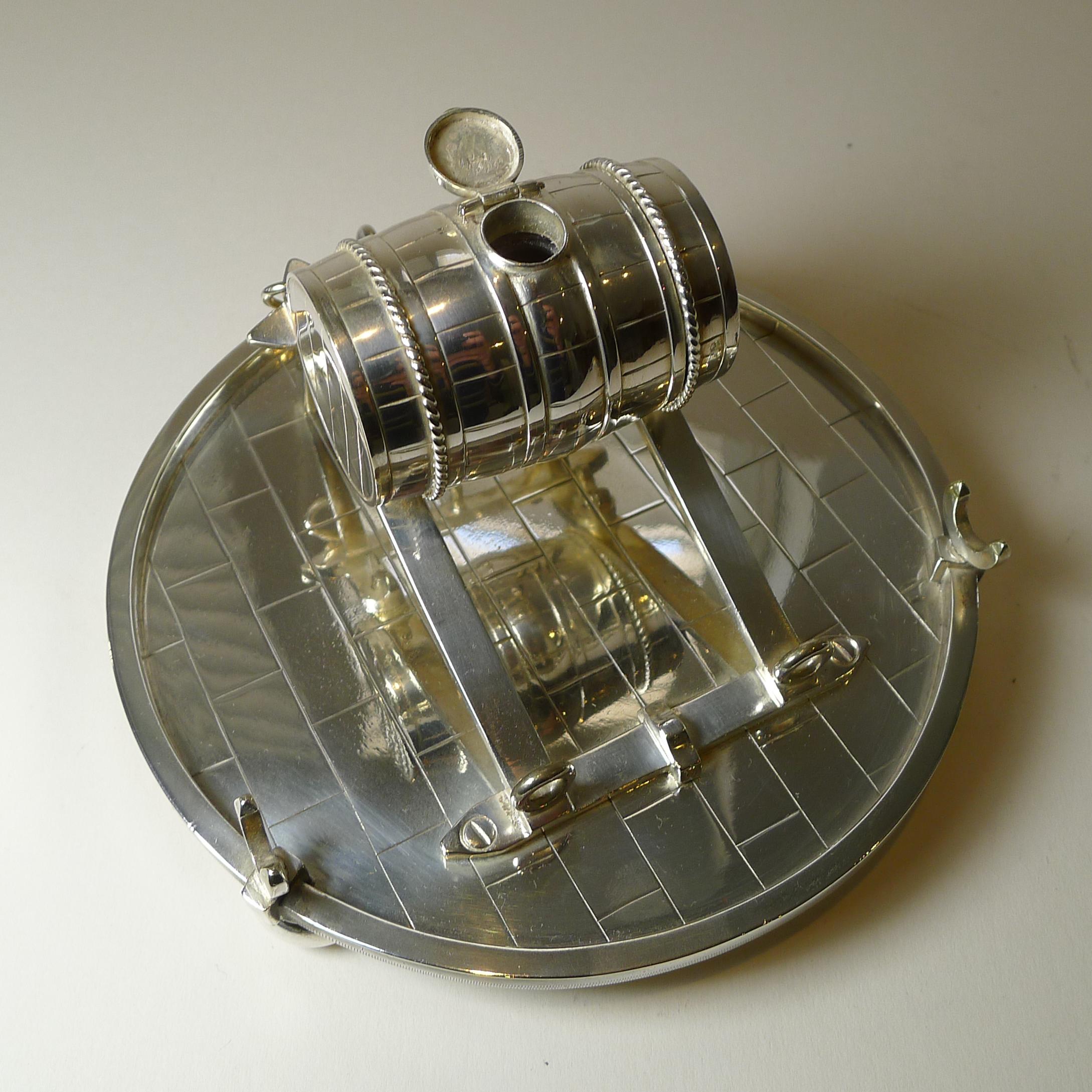 Rare English Victorian Silver Plated Novelty Inkwell - Reg. 1856 In Good Condition For Sale In Bath, GB