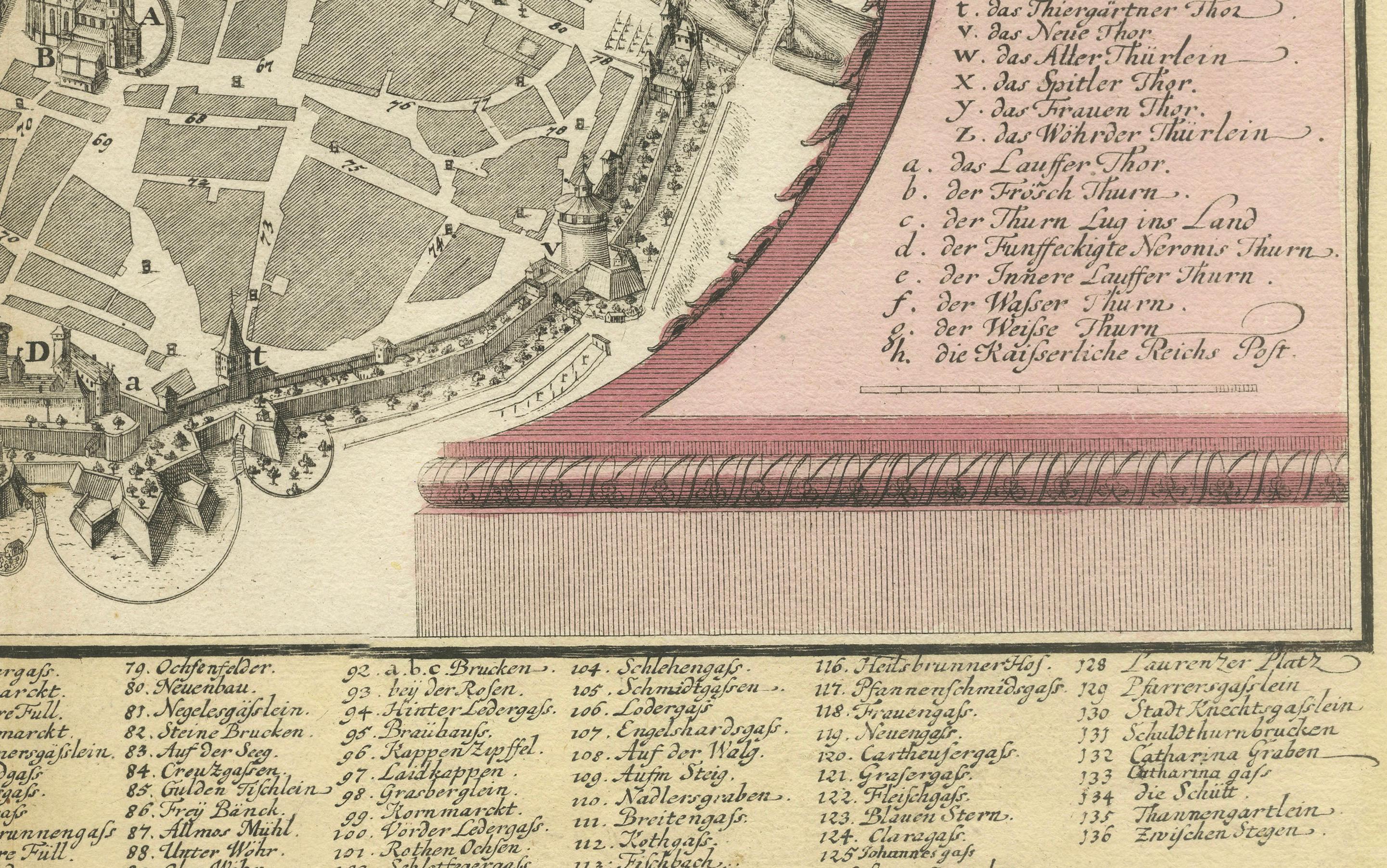 Seltener gravierter Stadtplan von Nürnberg, Bayern, von Christoph Weigel, 1718 (Graviert) im Angebot
