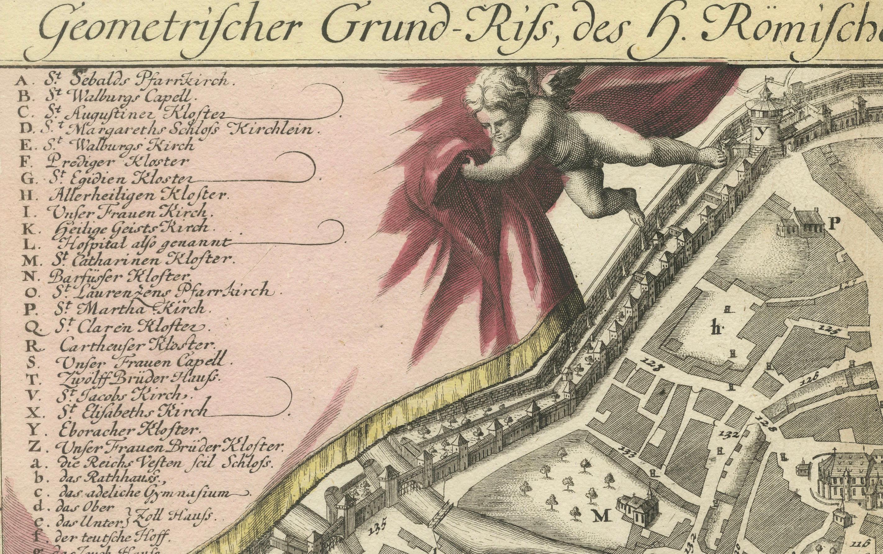 Seltener gravierter Stadtplan von Nürnberg, Bayern, von Christoph Weigel, 1718 (Frühes 18. Jahrhundert) im Angebot