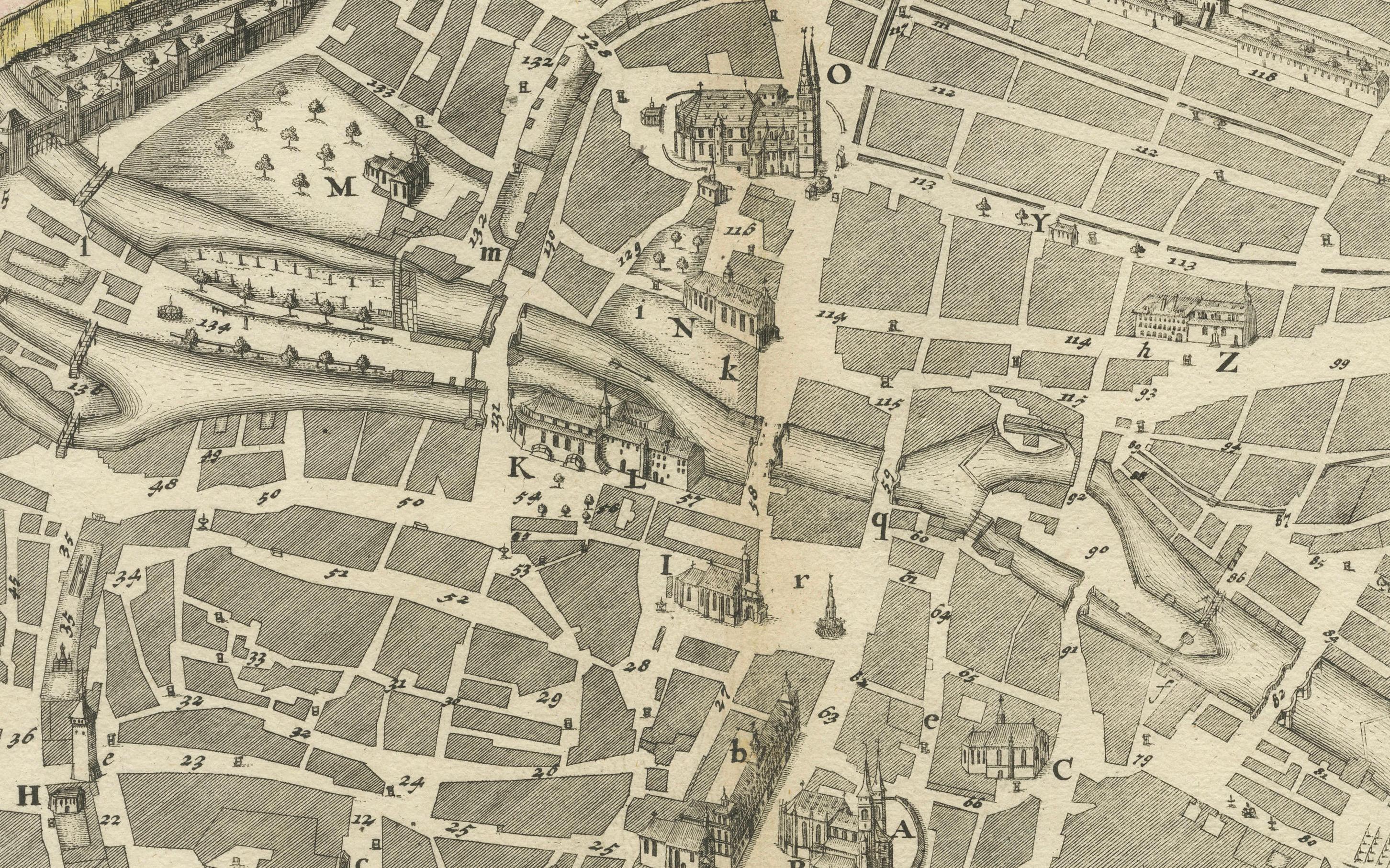 Seltener gravierter Stadtplan von Nürnberg, Bayern, von Christoph Weigel, 1718 (Papier) im Angebot