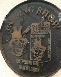 Rare Engraved Glass on Metal Sign from a London Cigarette's Seller, circa 1900