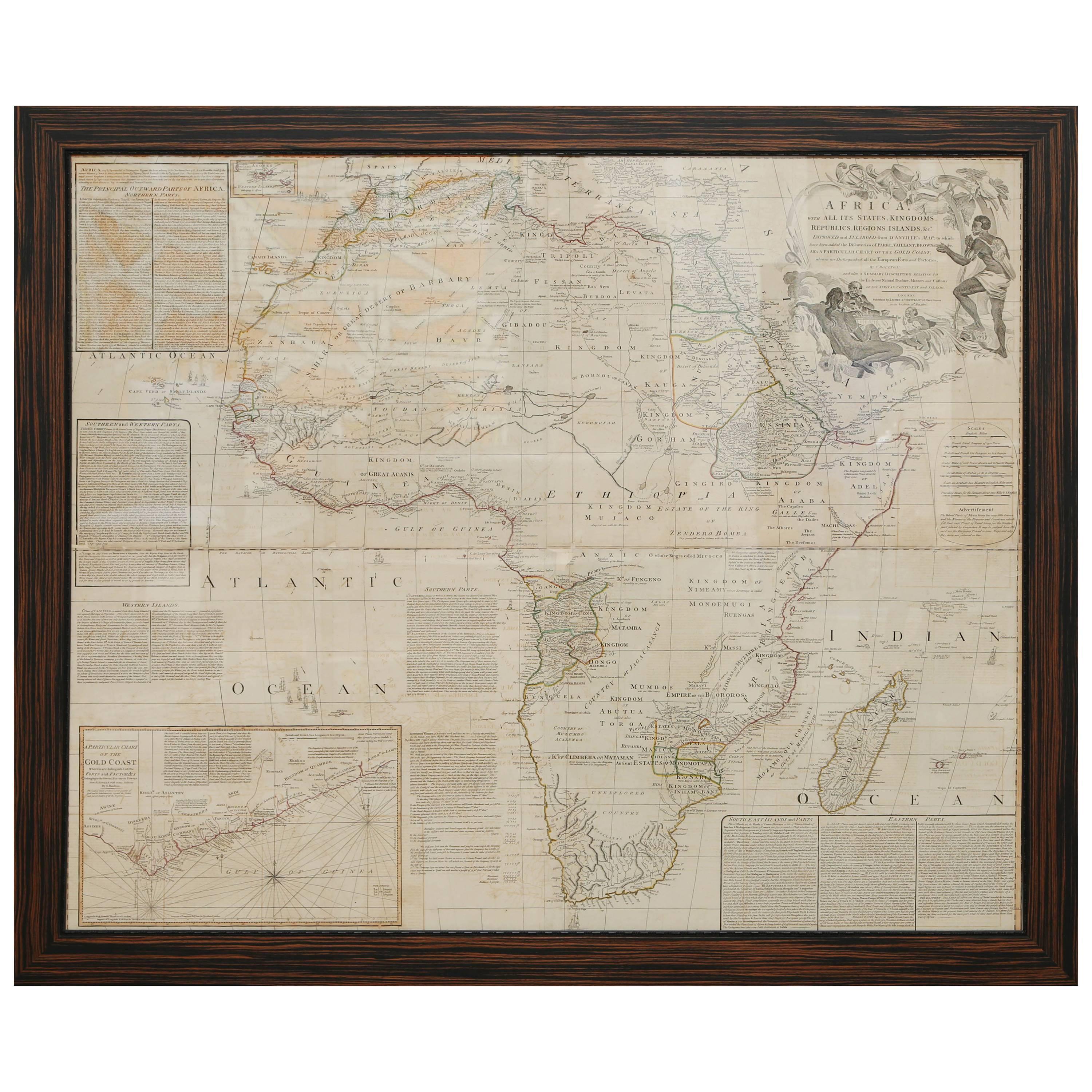 Rare Engraved Map of Africa by Samuel Boulton, 1800