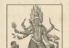 Rare Engraving of Hindu Deity Virapatrin, Antique Print Published in 1806