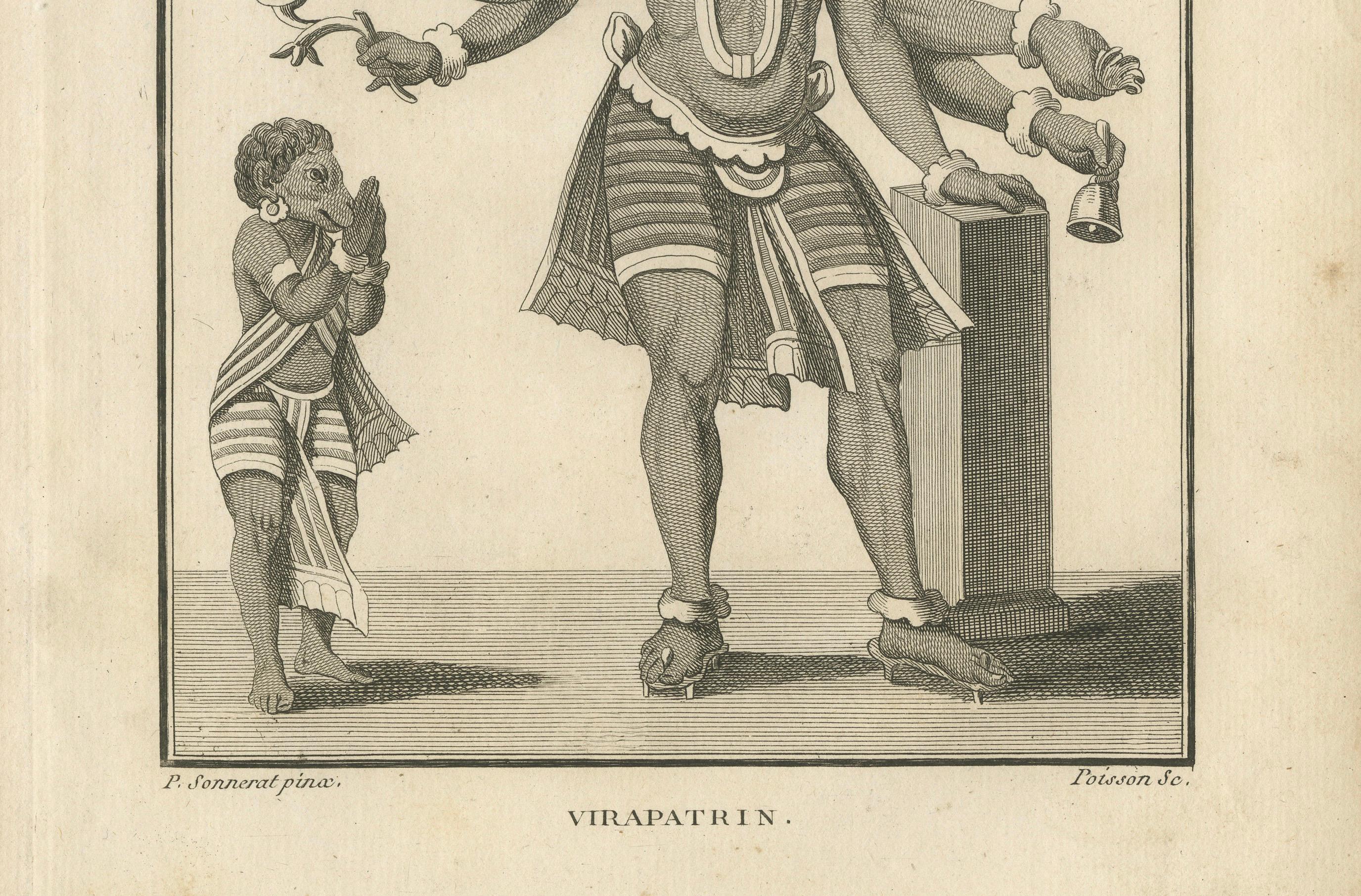 Gravé Rare gravure de la divinité hindoue Virapatrin, édition ancienne publiée en 1806 en vente