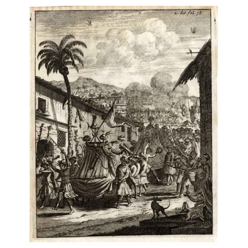 Rare Engraving of NY Celebrations by the Moors Muslims in Bengal, India, 1708 For Sale