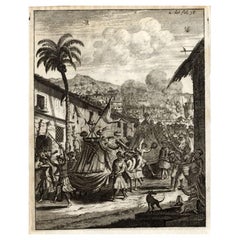 Antique Rare Engraving of NY Celebrations by the Moors Muslims in Bengal, India, 1708