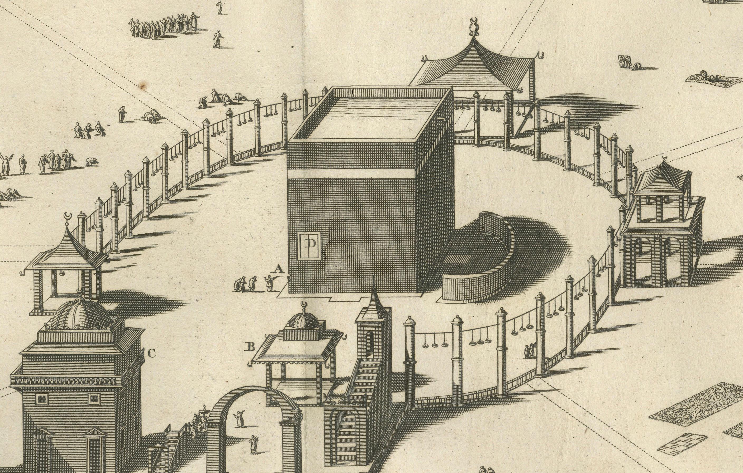 Engraved Rare Engraving of the Great Mosque of Mecca (Masjid al-Haram) by Picart, 1783 For Sale