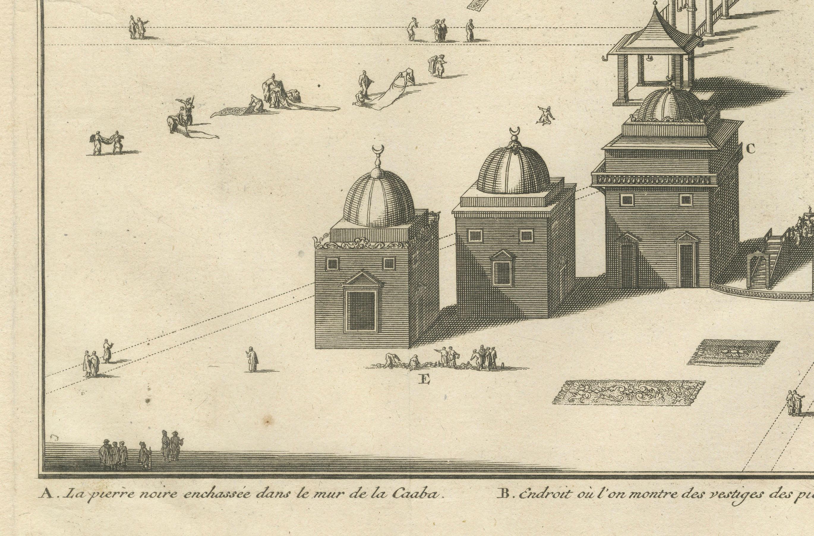 Rare Engraving of the Great Mosque of Mecca (Masjid al-Haram) by Picart, 1783 In Good Condition For Sale In Langweer, NL
