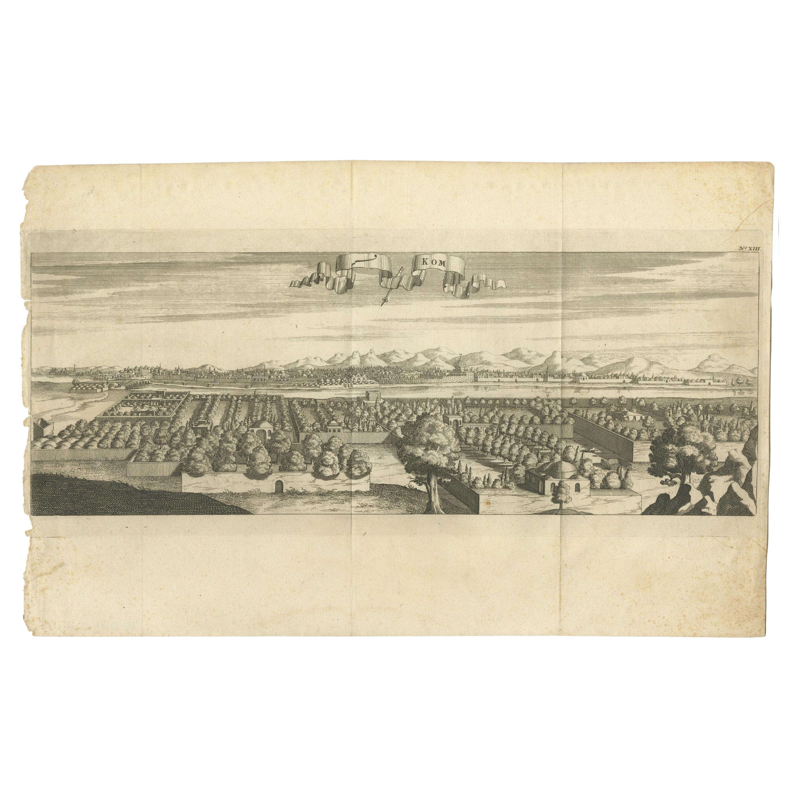This is an original antique print of the city of Kom in Egypt.