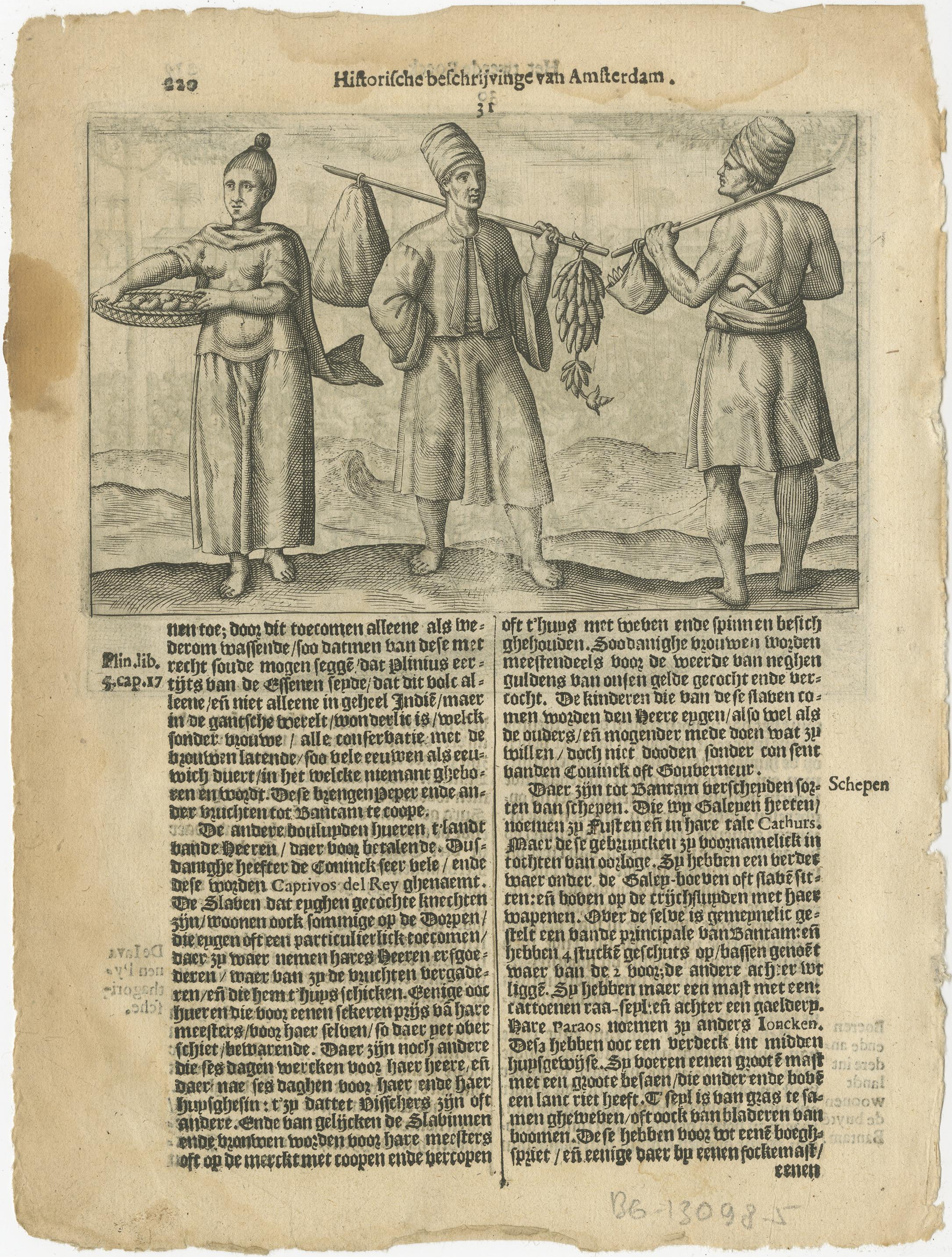 Rare gravure du Conseil de guerre de Bantam et des plateaux locaux japonais, 1614 Bon état - En vente à Langweer, NL