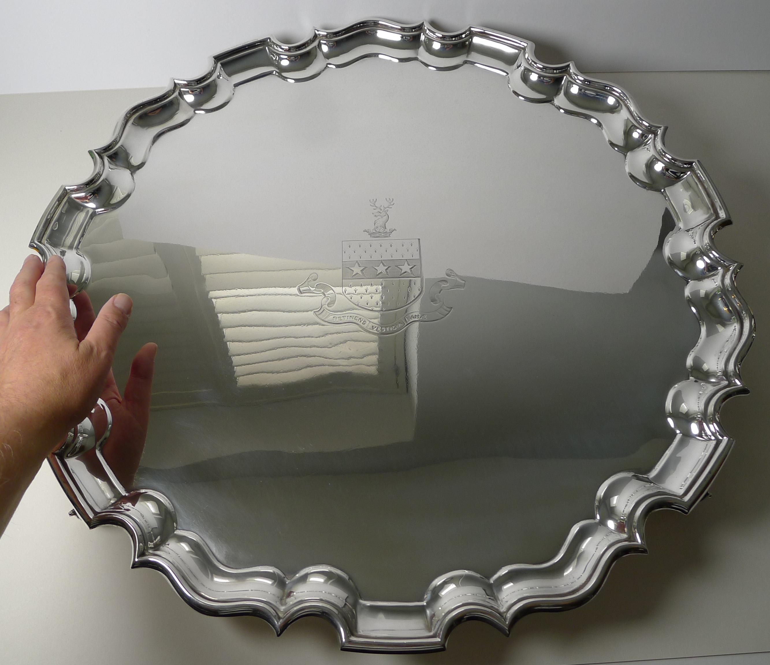 In all the years I have been in this business, I have never seen a salver / tray of this size, it's the most impressive centrepiece by the creme de la creme of silversmith's, 