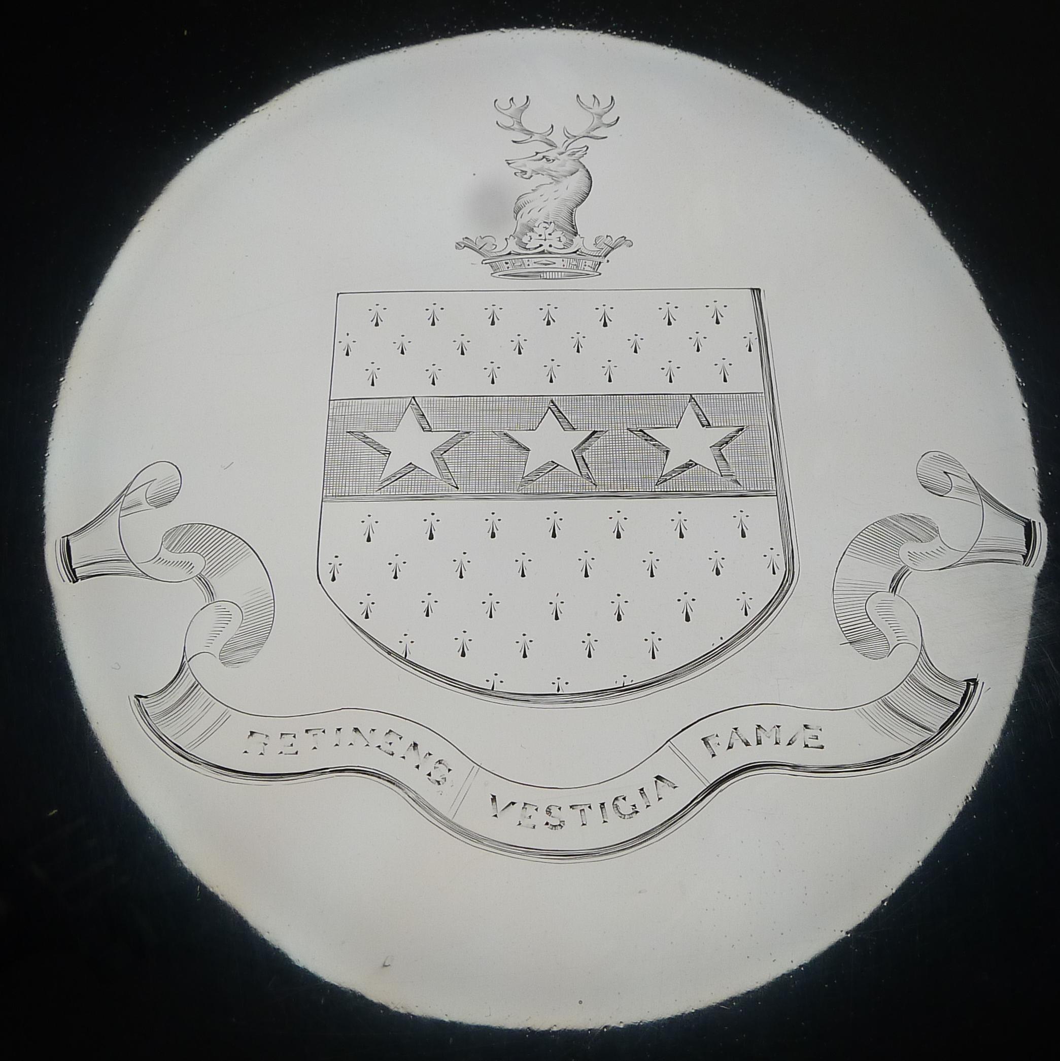 British Rare Enormous Silver Plated Salver / Tray C.1900, Lister Family Crest For Sale