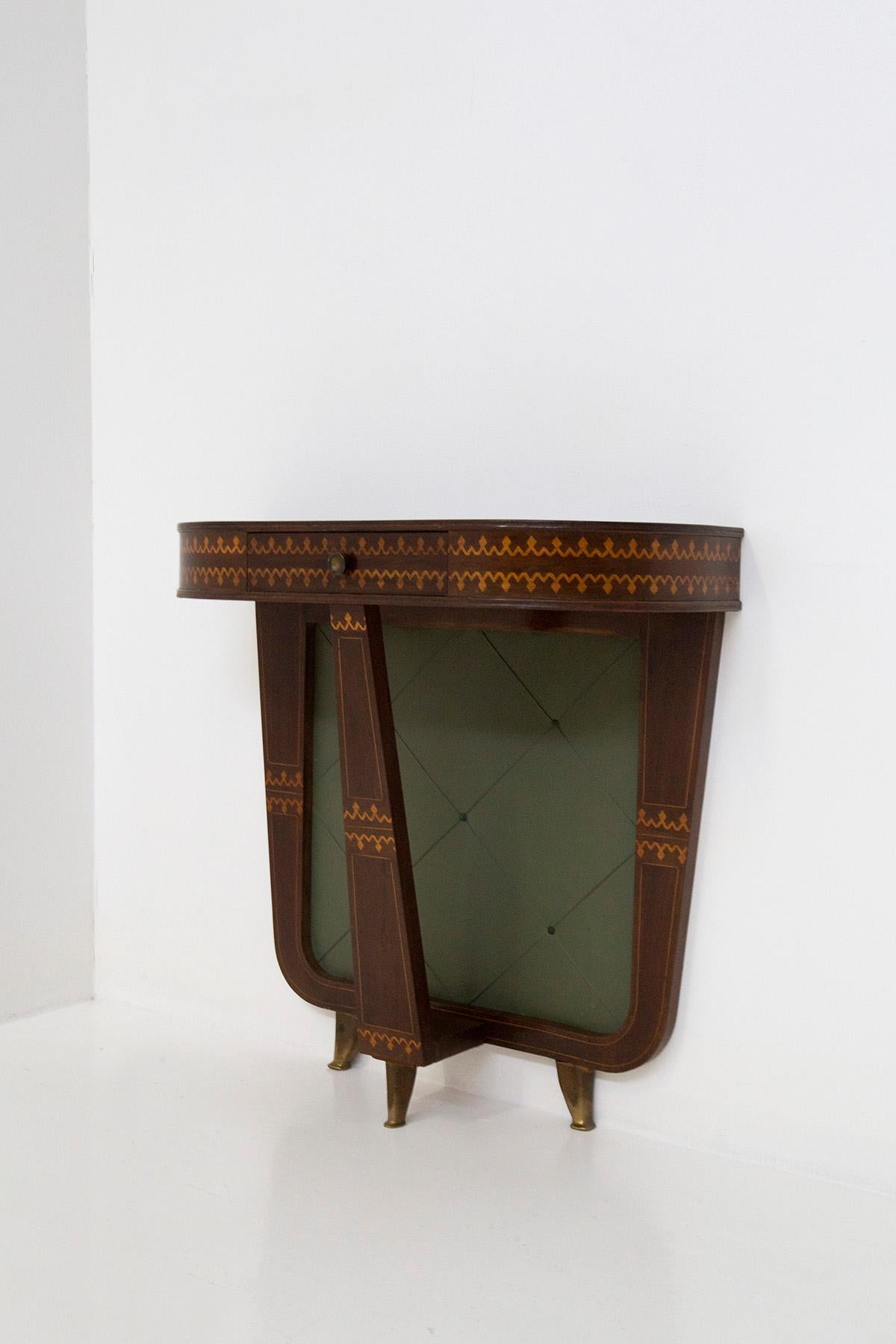 Mid-Century Modern Rare Entrance Console by Paolo Buffa with Inlays and Brass