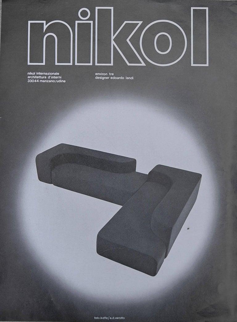 Rare Environ Tre Sculptural Sofa by Edoardo Landi, Gruppo N, Nikol, Italy 1971 For Sale 2