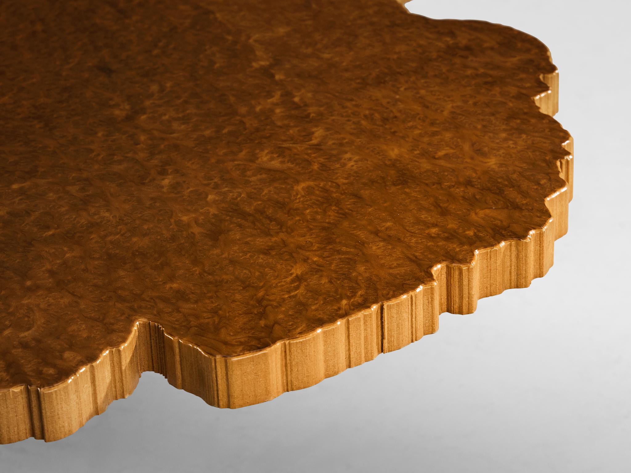 Late 20th Century Rare Enzo Testa for Bernini Coffee Table in Walnut Briar Burl and Steel