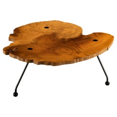 Rare Enzo Testa for Bernini Coffee Table in Walnut Briar Burl and Steel