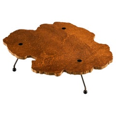 Rare Enzo Testa for Bernini Coffee Table in Walnut Briar Burl and Steel