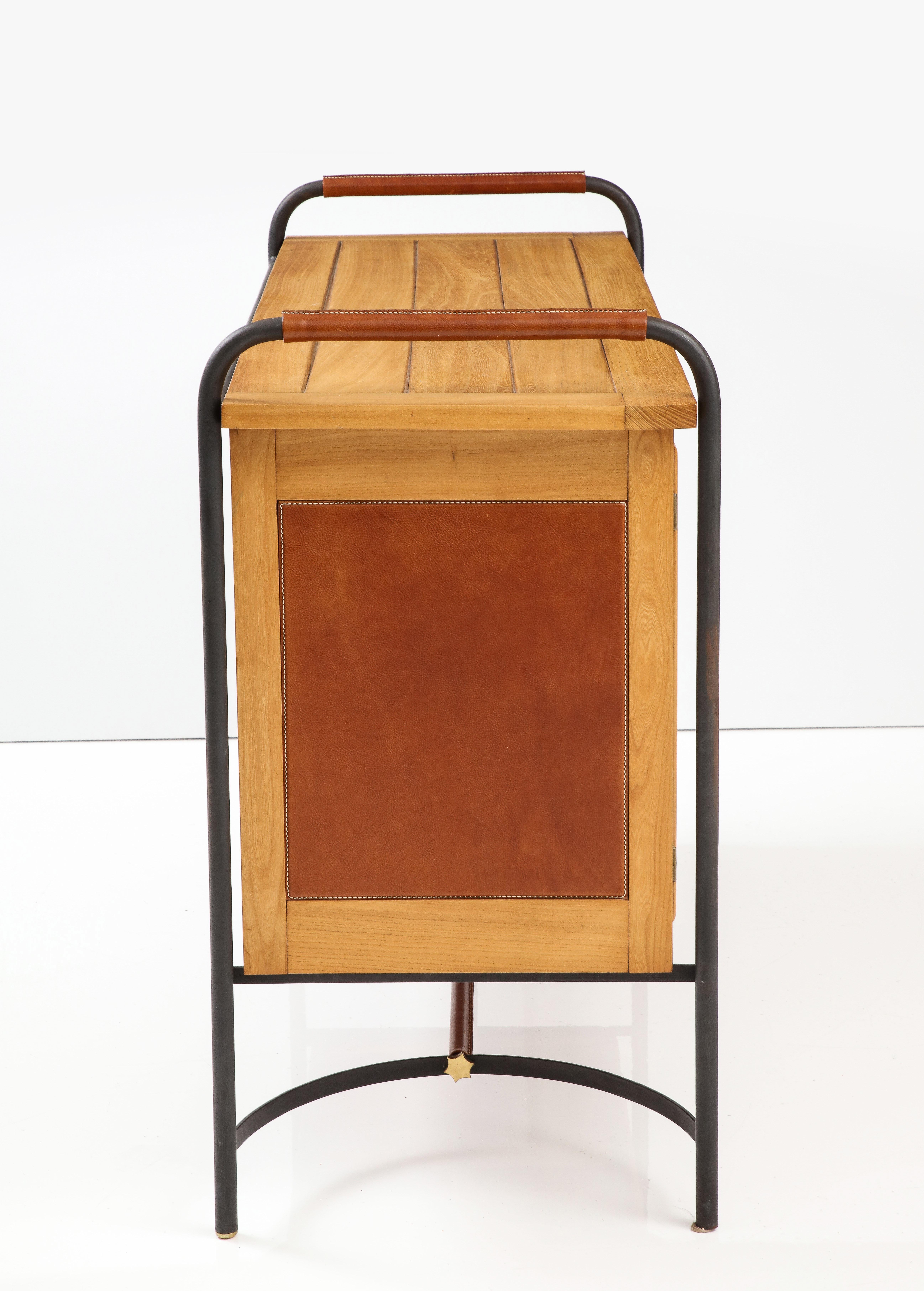 Rare Equestrian-Style Cabinet by Jacques Adnet, France, c. 1950s 5