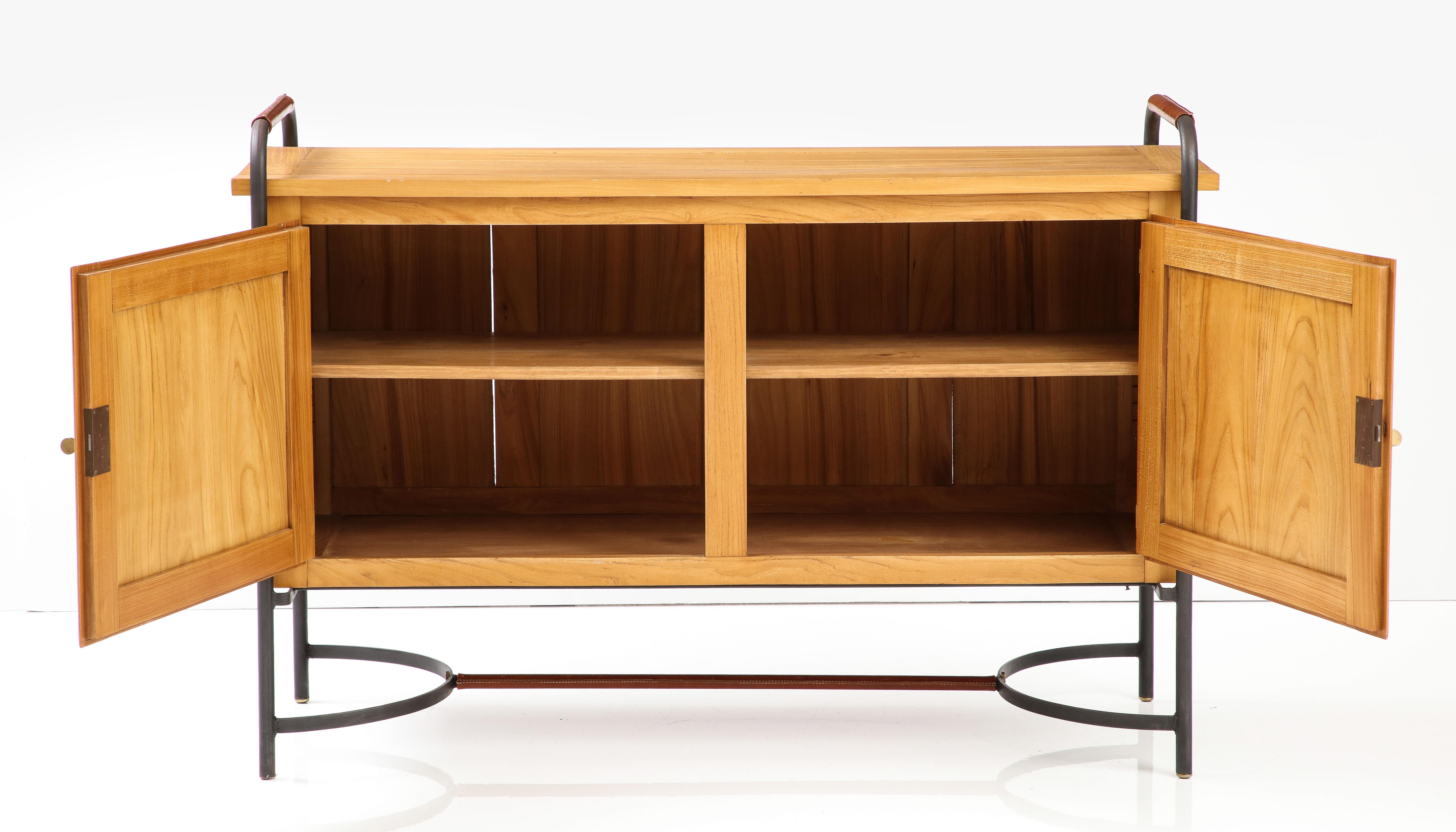 Rare Equestrian-Style Cabinet by Jacques Adnet, France, c. 1950s In Good Condition In New York City, NY
