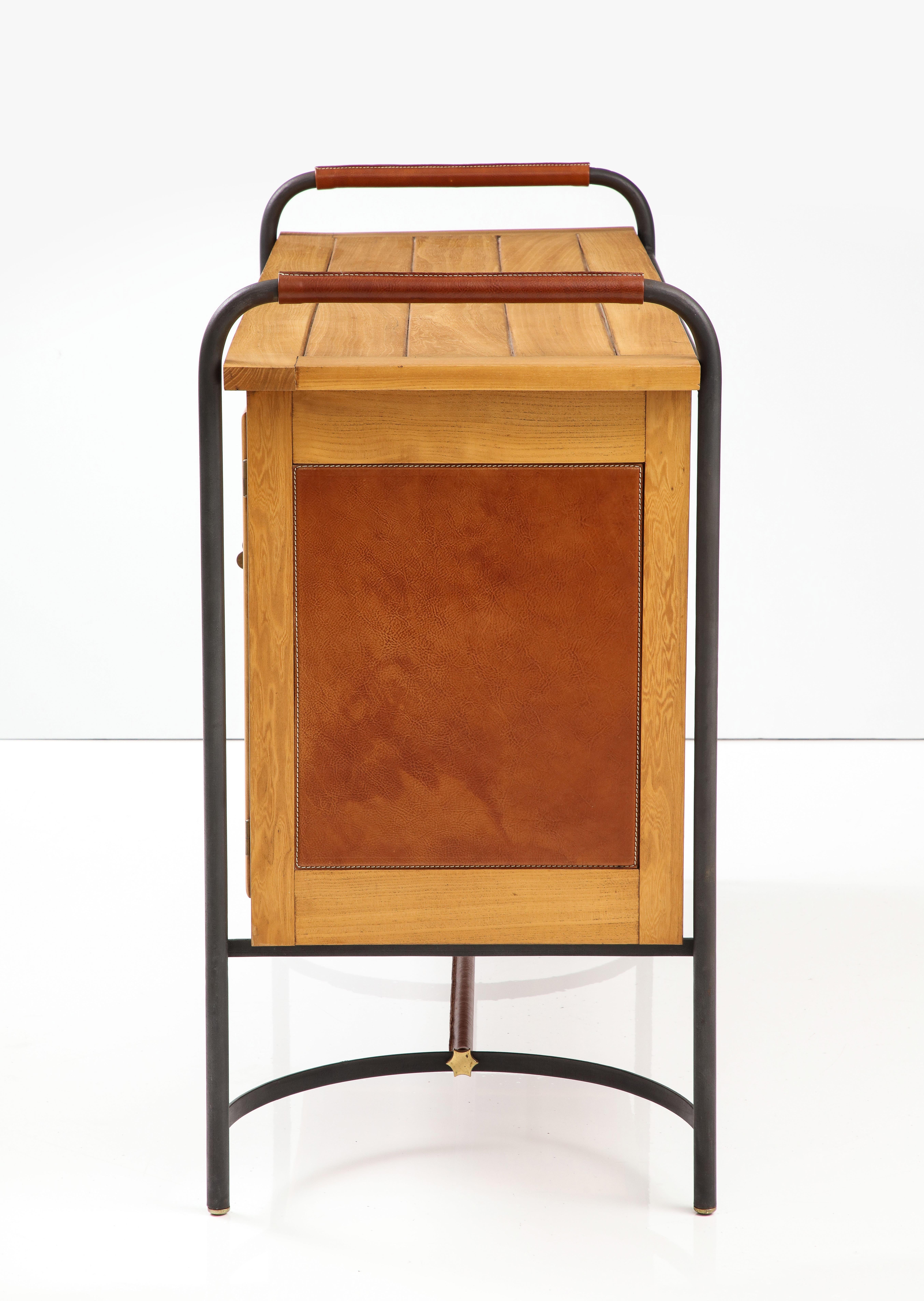 Rare Equestrian-Style Cabinet by Jacques Adnet, France, c. 1950s 2