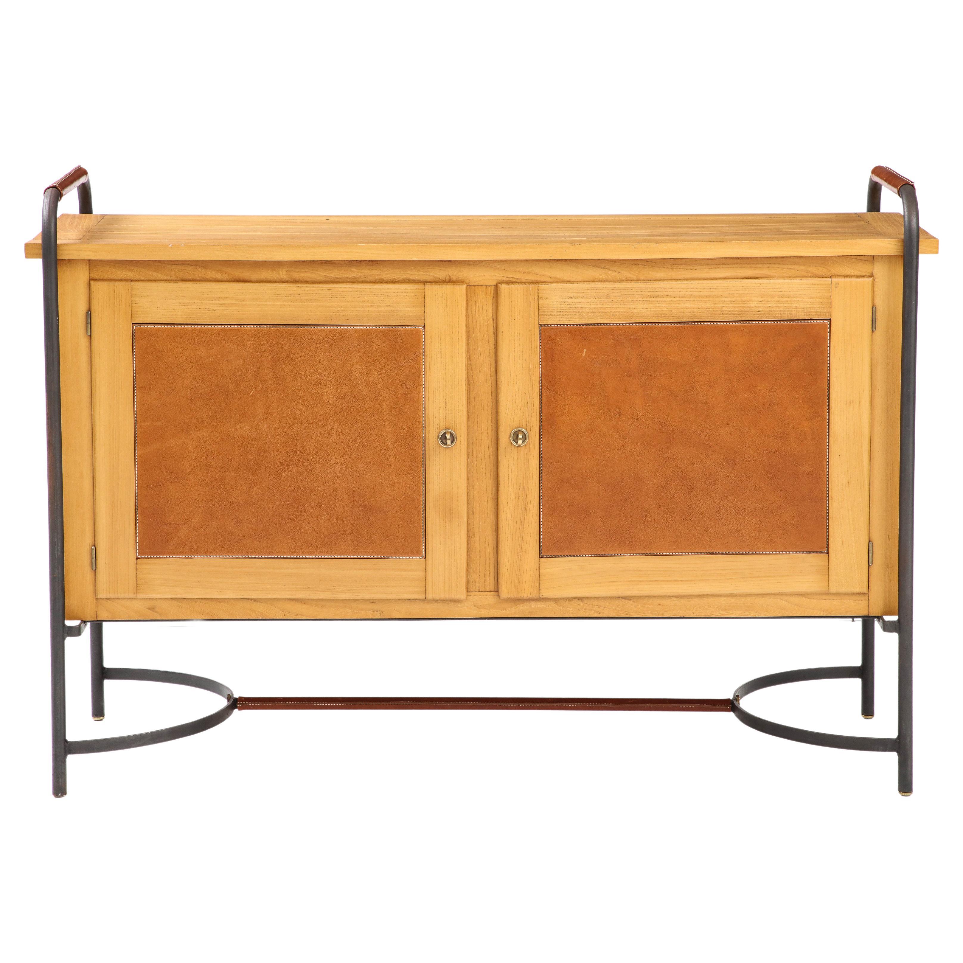 Rare Equestrian-Style Cabinet by Jacques Adnet, France, c. 1950s