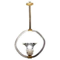 Rare Ercole Barovier Chandelier Rostrato and Bullicante Murano Glass, 1940s