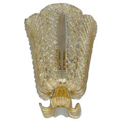 Rare Ercole Barovier Toso Flower Leaf Sconce Gold Murano Glass Art Deco to 1950