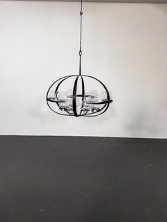 Rare Erik Höglund & Lars Larsson “Ovalen” Iron & Glass Chandelier