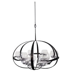 Seltener Erik Höglund & Lars Larsson Ovalen-Kronleuchter aus Eisen und Glas